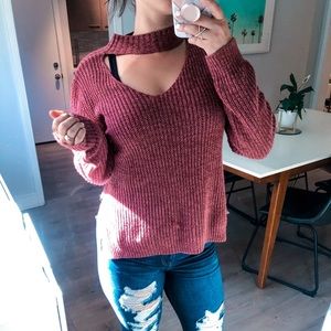 Pink Chocker Neckline Sweater